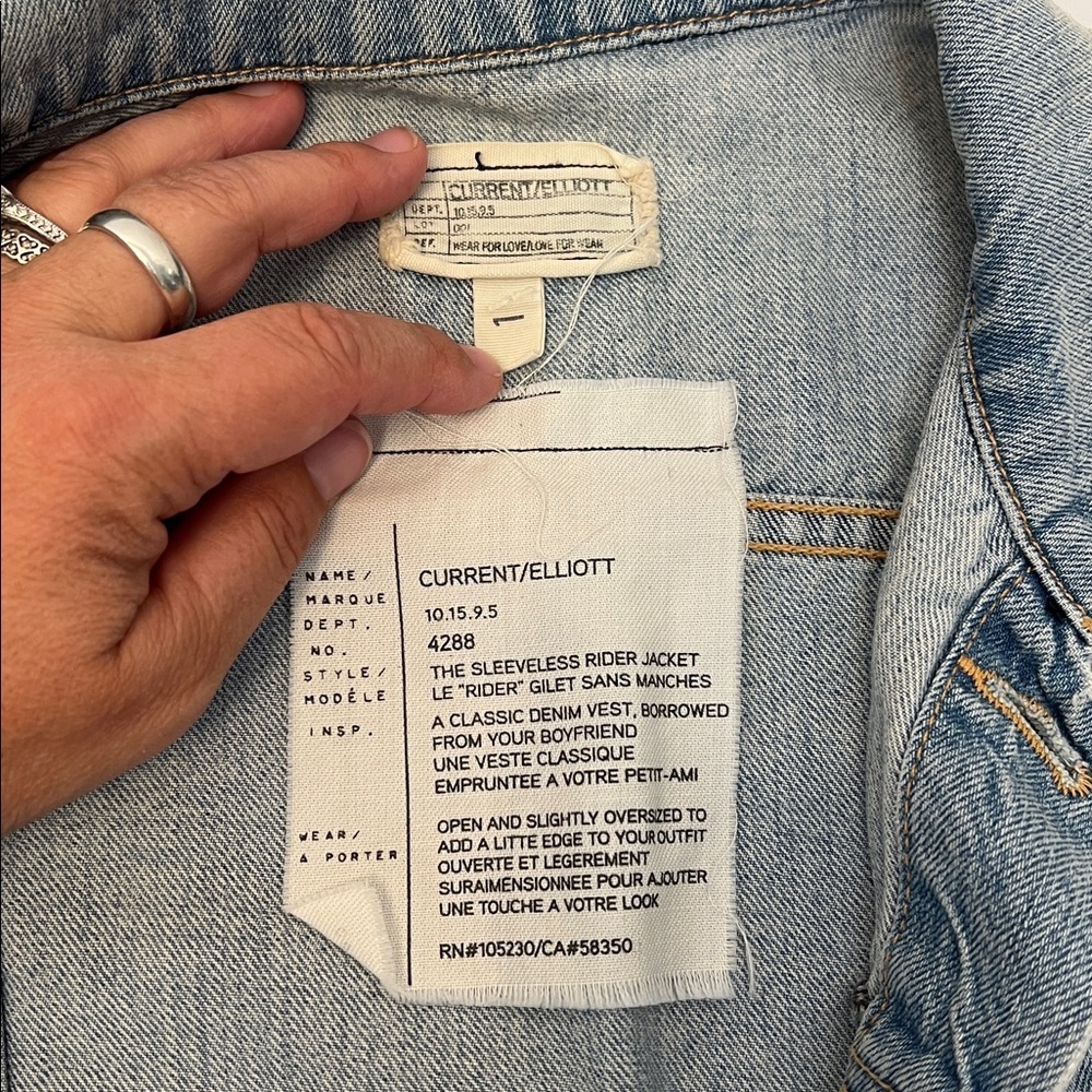 CURRENT/ ELLIOT THE SLEEVELESS RIDER JACKET SIZE 1= SMALL - Picture 7 of 12